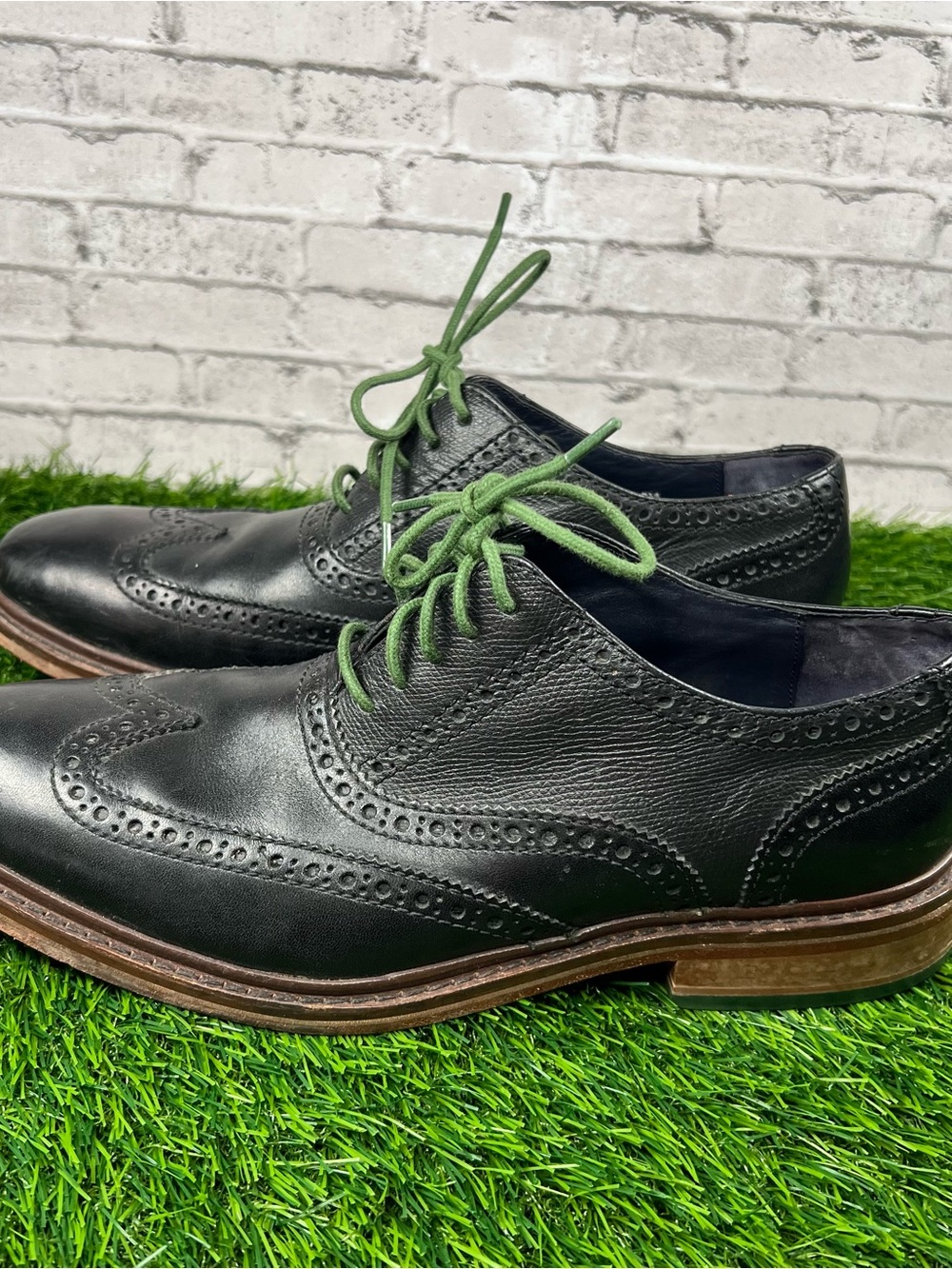 Cole Haan Colton Shoes Mens 9 Black Leather Oxfords Wingtips Brogue